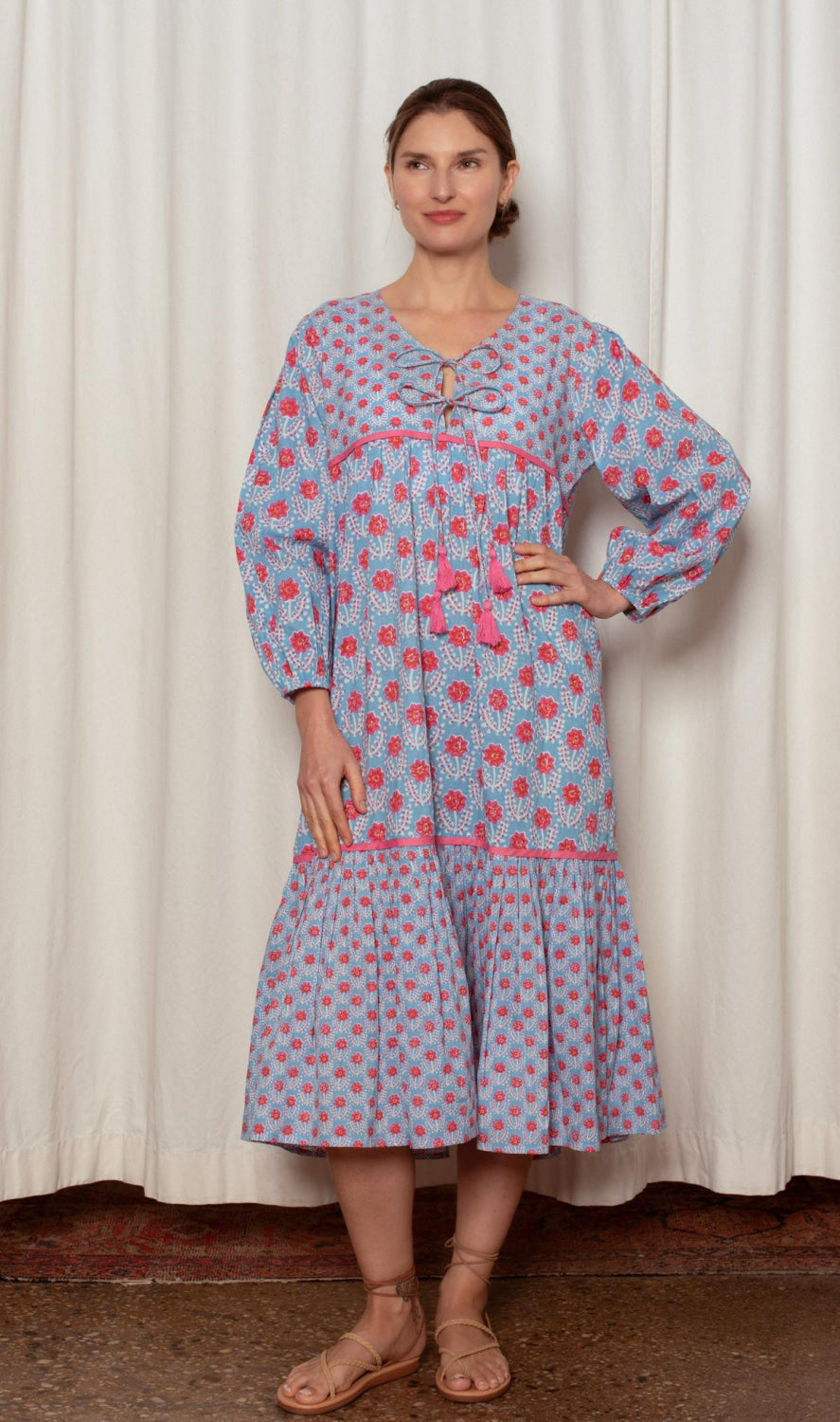 Evie Dress - Blue and Red Azalea - Dresses