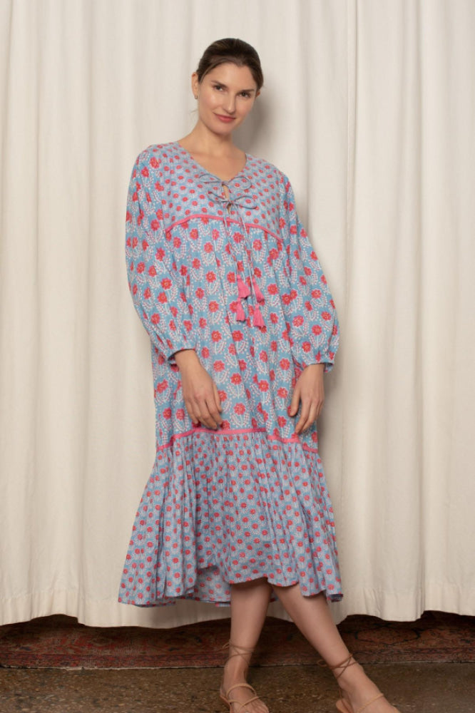 Evie Dress - Blue and Red Azalea - Dresses