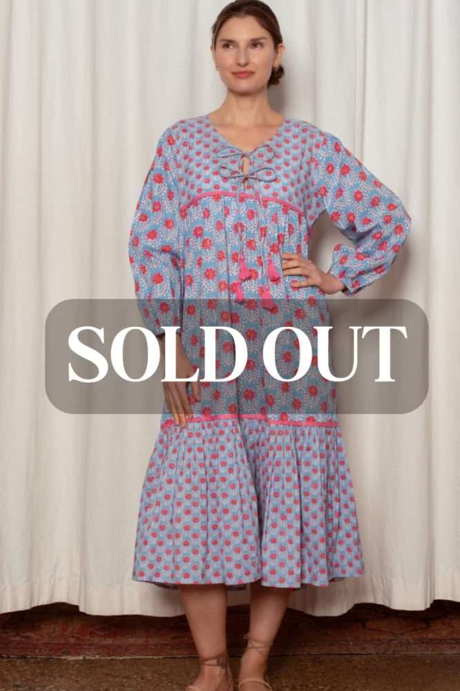 Evie Dress - Blue and Red Azalea - Dresses