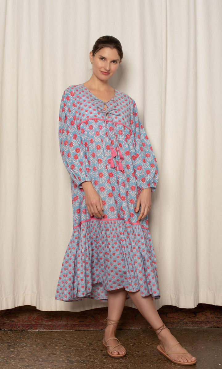 Evie Dress - Blue and Red Azalea - Dresses