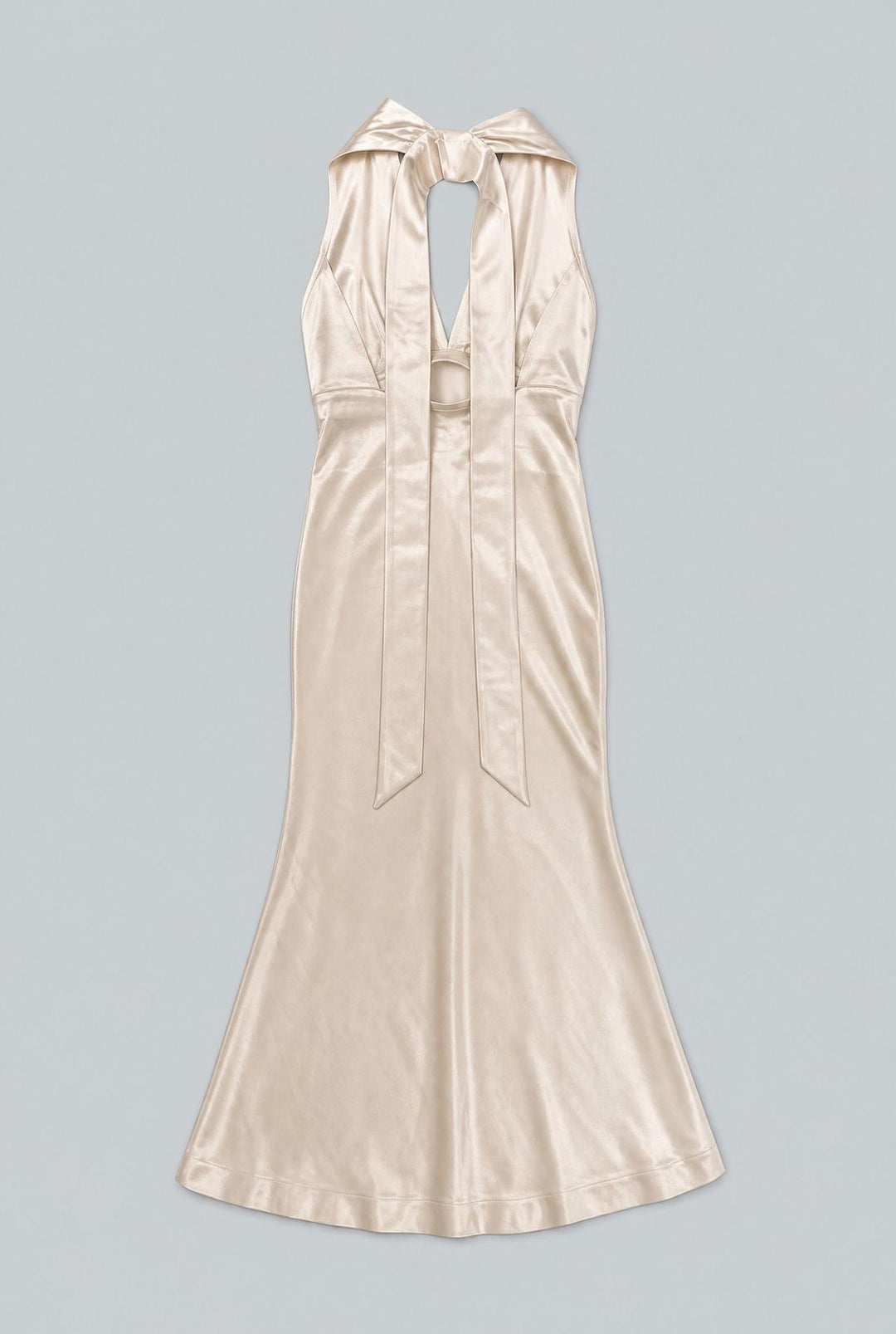 Silky Halter Cutout Gown - Champagne