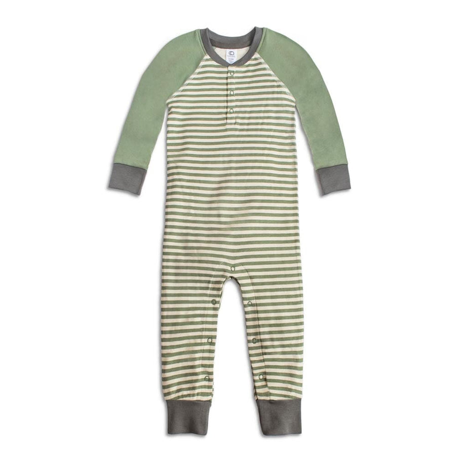 Brix Henley Romper - Bari Stripe/Thyme One Pieces Colored Organics 