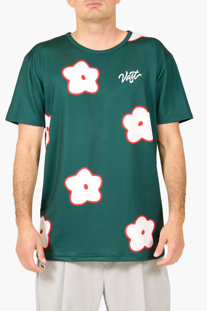 Aqua Terra Flower Patch Tee - Dark Green