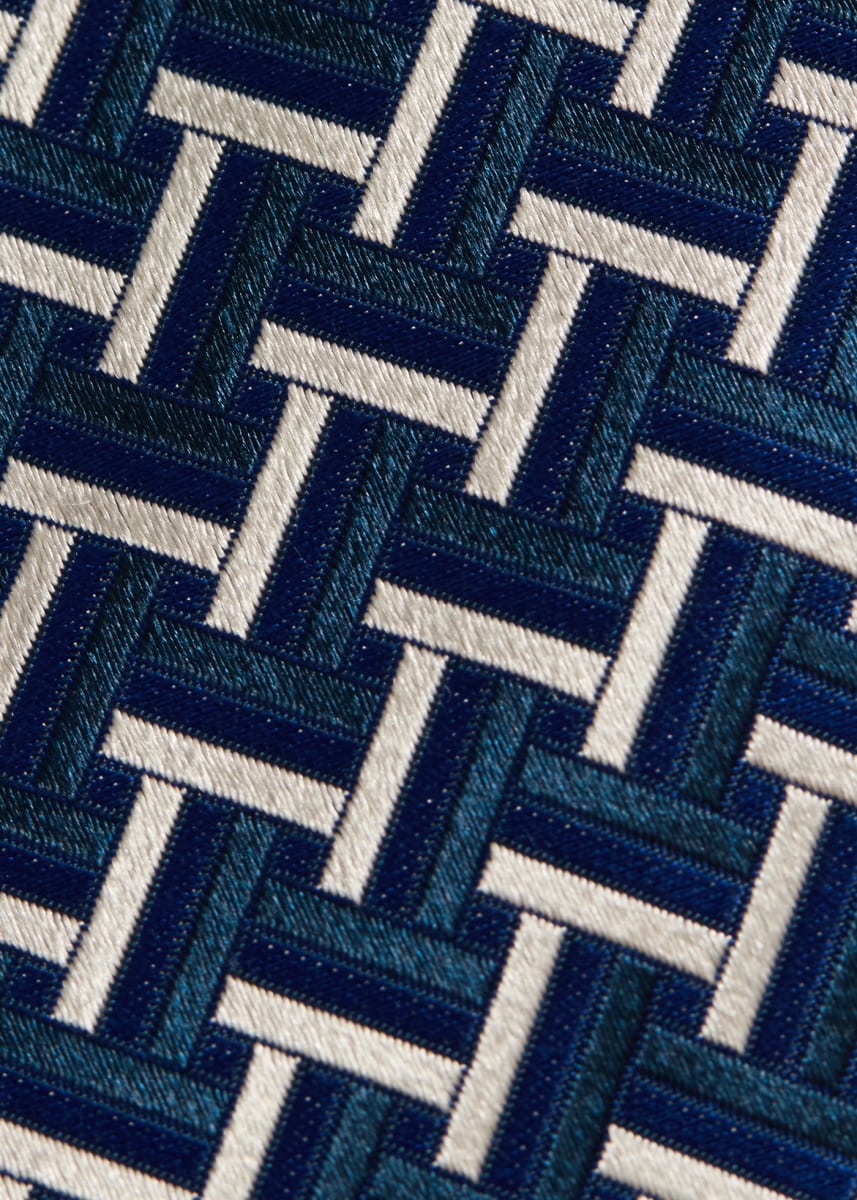 Woven Silk Basketweave Tie - Navy