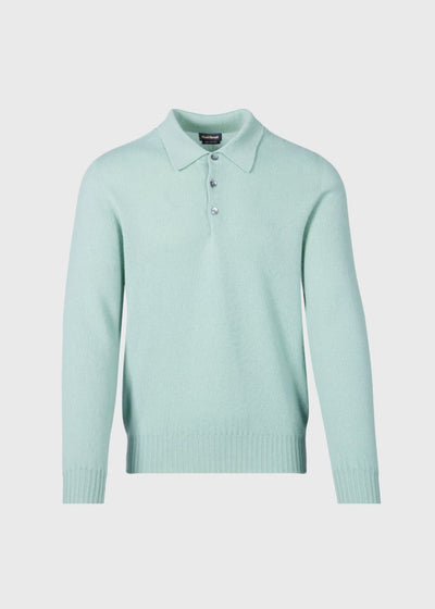 Cashmere Long Sleeve Polo - Sage