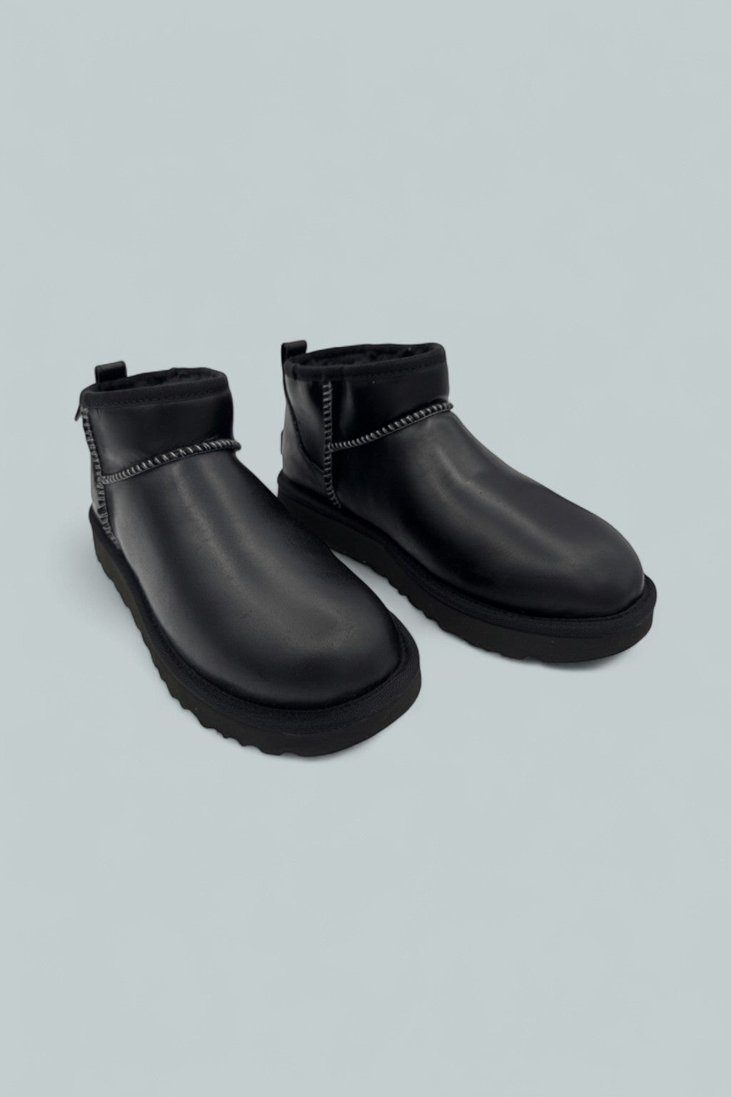 Classic Ultra Mini Leather Ankle Boots - Black