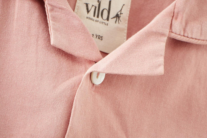 LS Organic Cotton Woven Collared Shirt - Pink Quartz