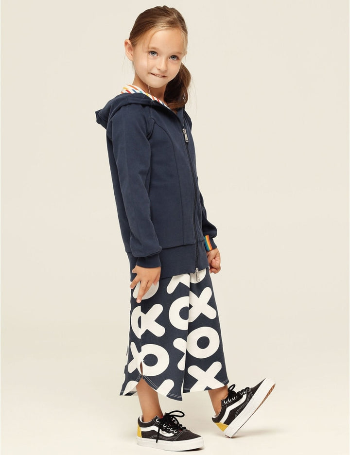 Organic Zip-Up Long Hoodie - Navy