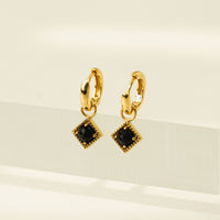 Eclipse Huggie Drop Hoop Earrings - Onyx