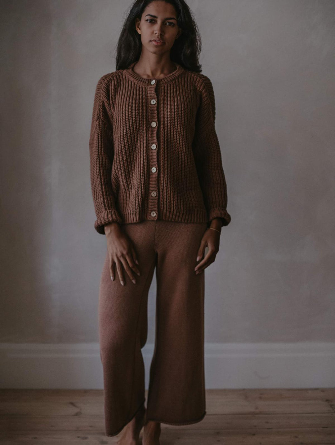 The Wide Leg Knit Trouser - Women's - Mocha