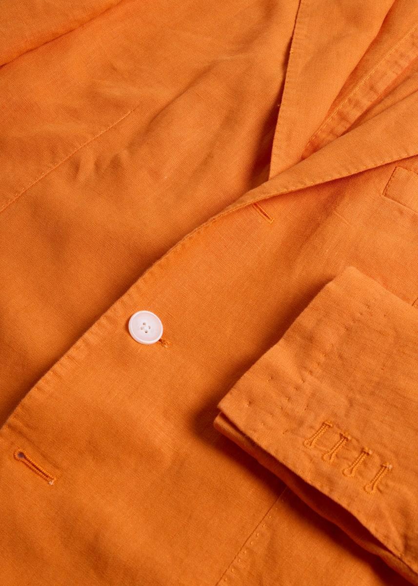 Garment Dyed Linen Jacket - Orange
