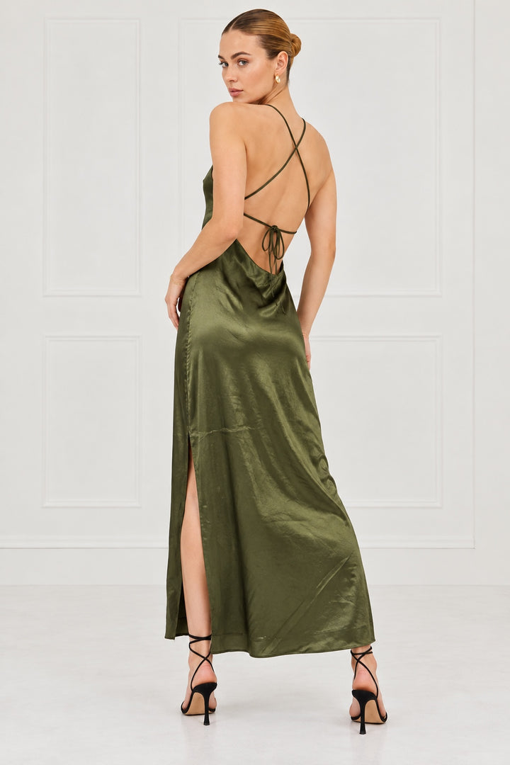 Silky Essential Slip Dress - Olive