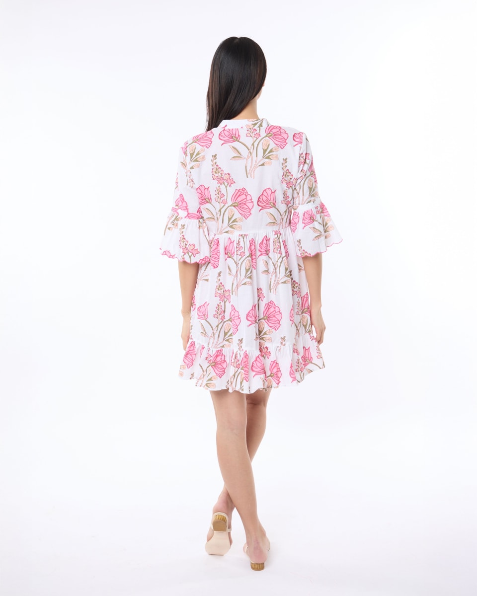 Mykonos Dress - Pink/White