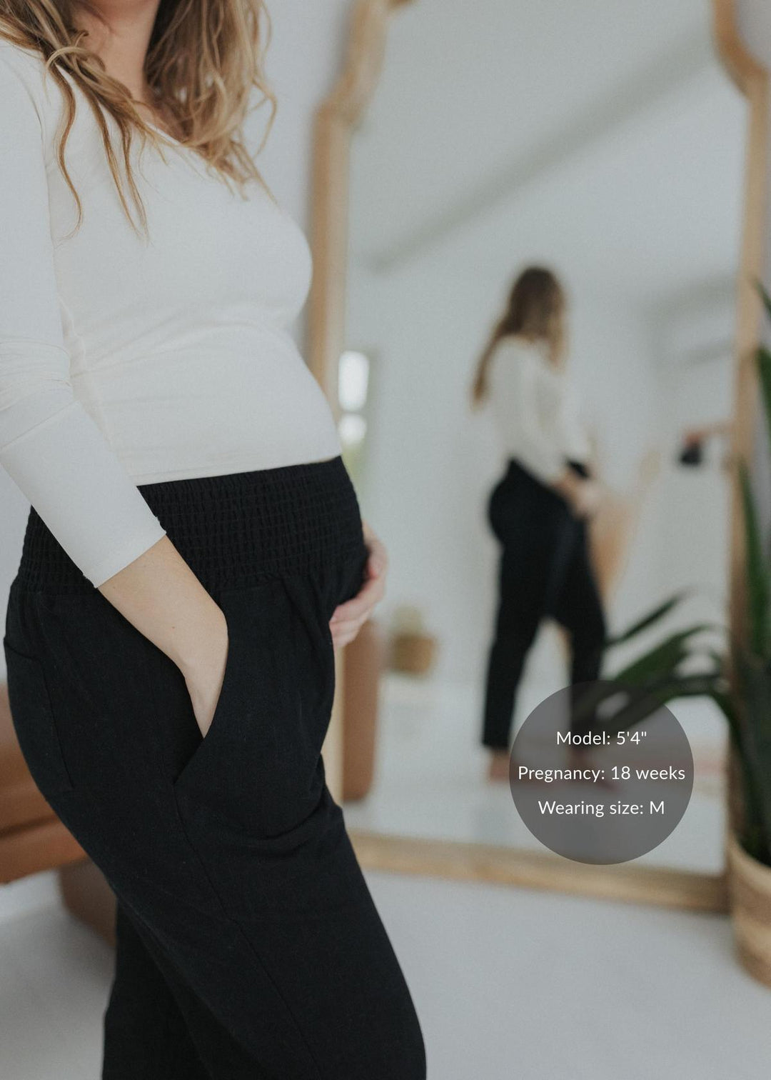 Transitional Maternity Linen Pant - Extended Inseam - Ebony
