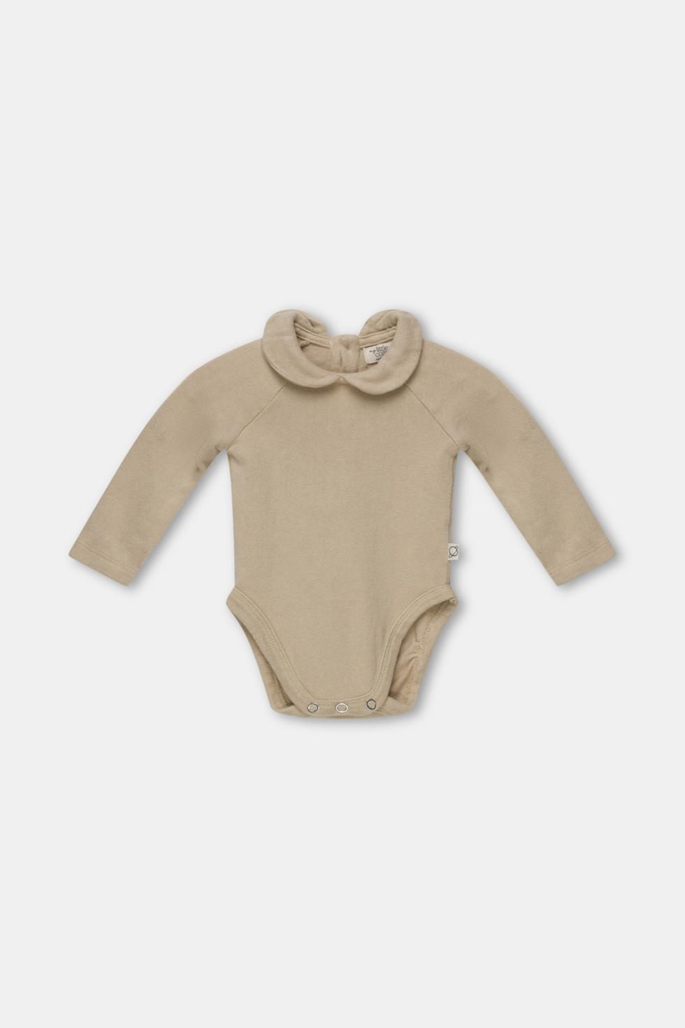 Recycled collared baby bodysuit - Stone