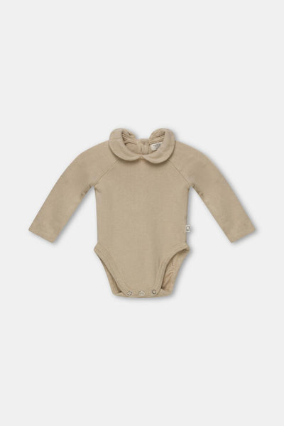 Recycled collared baby bodysuit - Stone