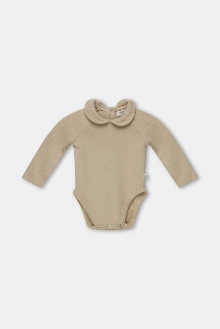 Recycled collared baby bodysuit - Stone