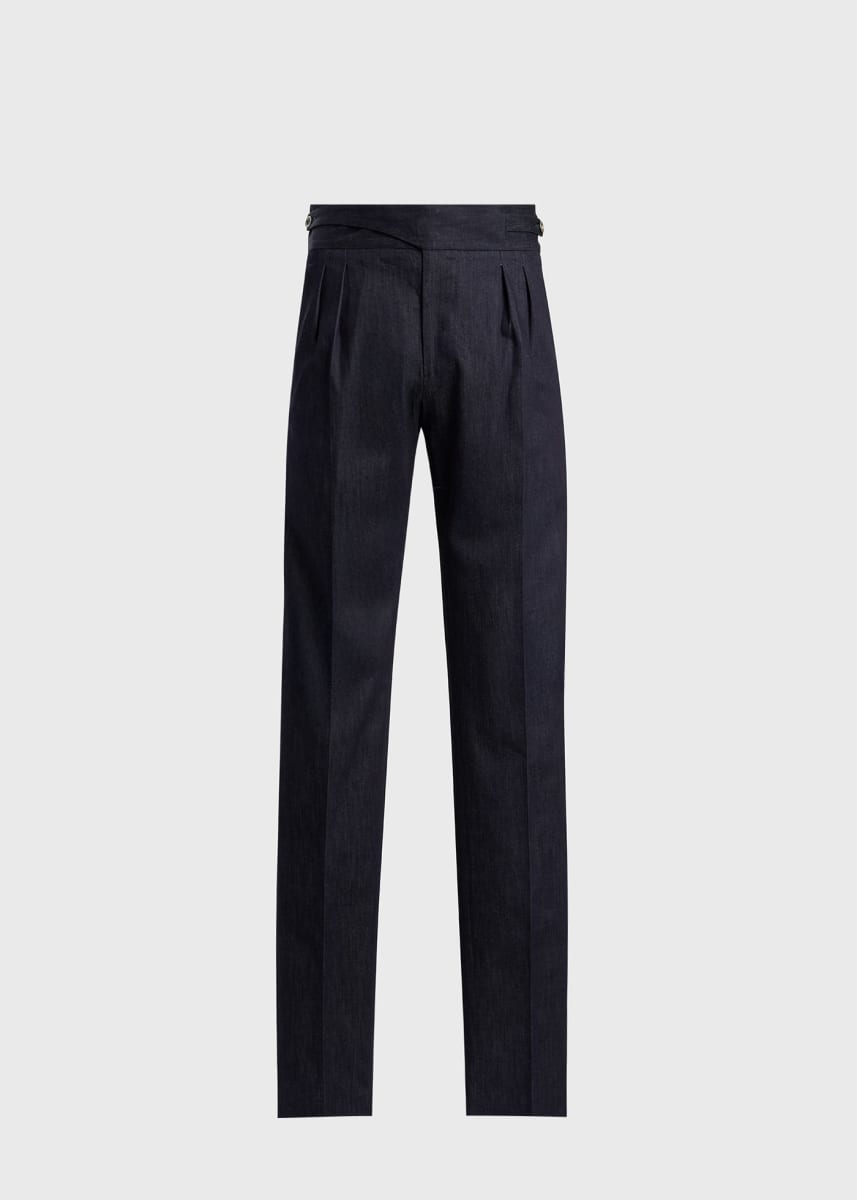 Pleated Denim Gurkha Pant - Denim