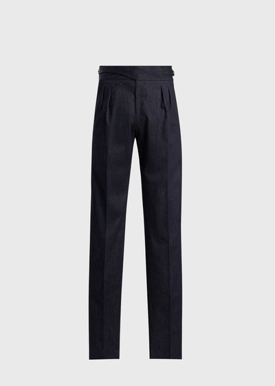 Pleated Denim Gurkha Pant - Denim