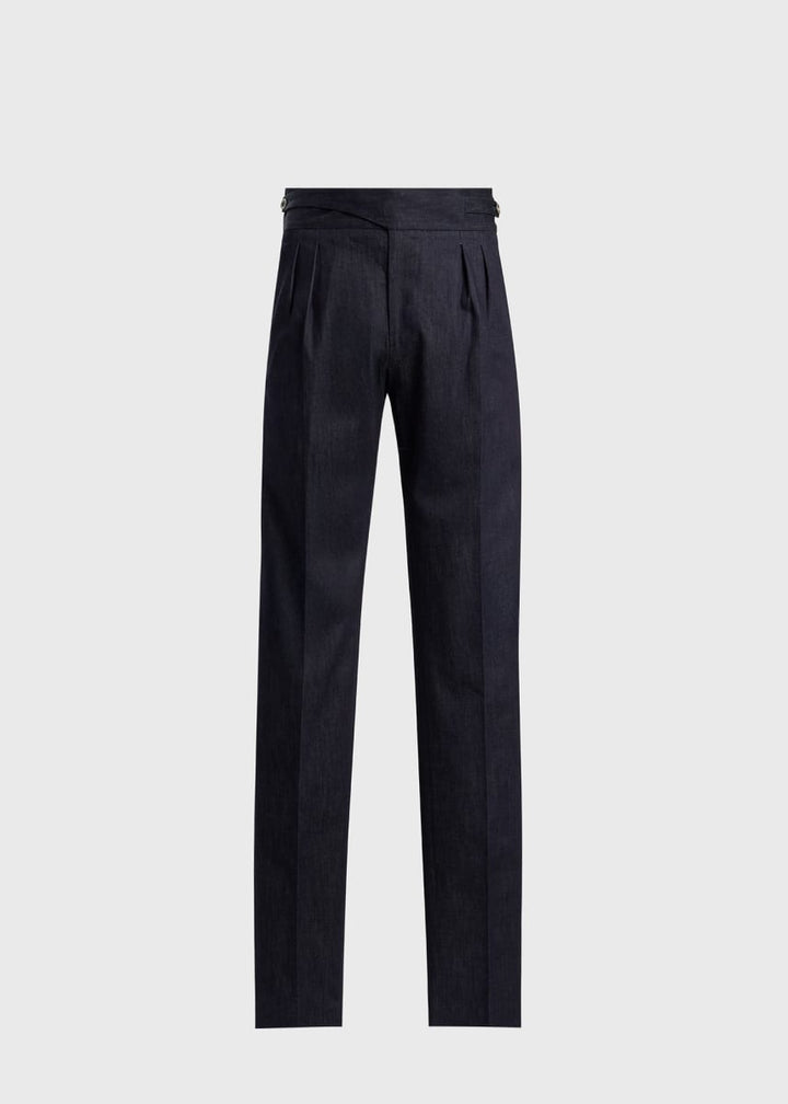 Pleated Denim Gurkha Pant - Denim
