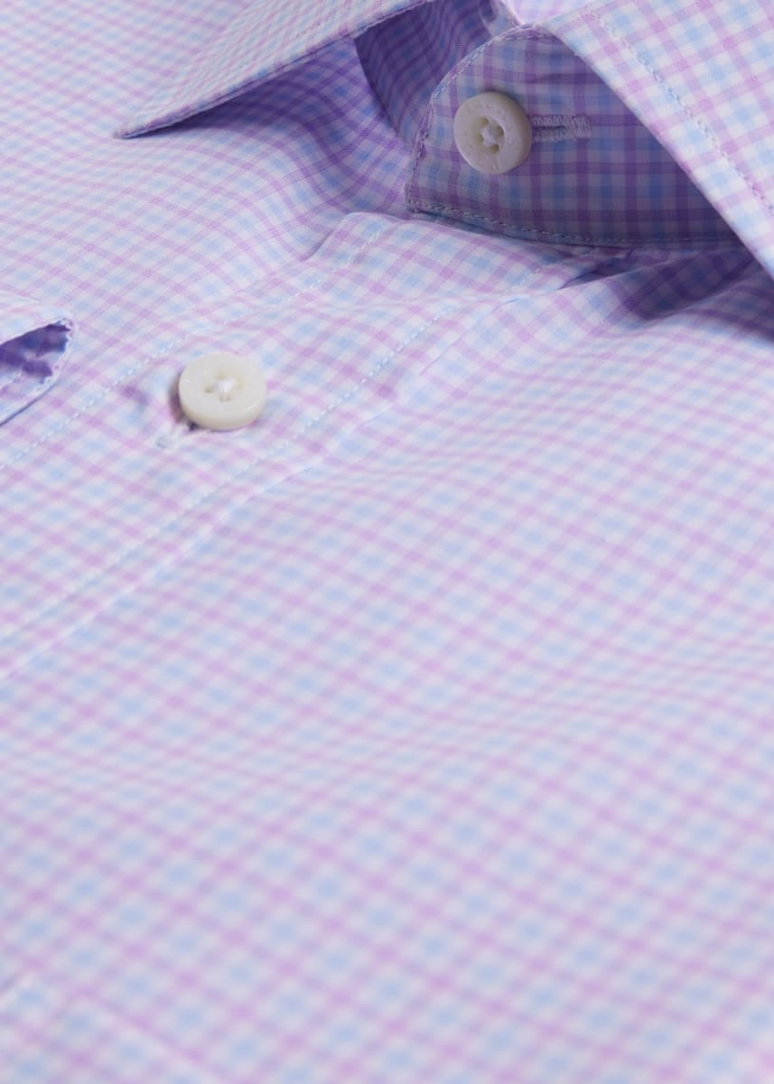 Small Check Cotton Dress Shirt - Pink