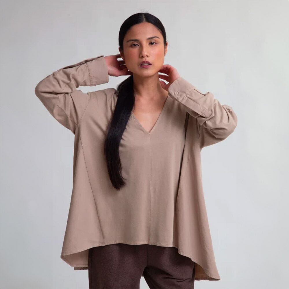 Aoife Organic Cotton Blouse - Light-Taupe blouse Beaumont Organic 