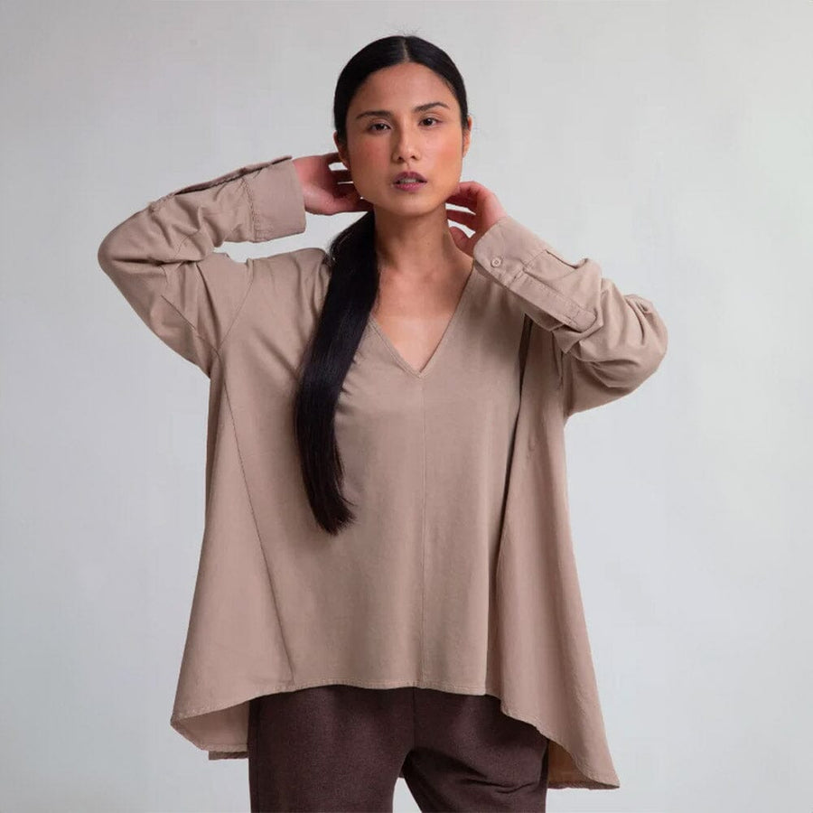 Aoife Organic Cotton Blouse - Light-Taupe blouse Beaumont Organic 