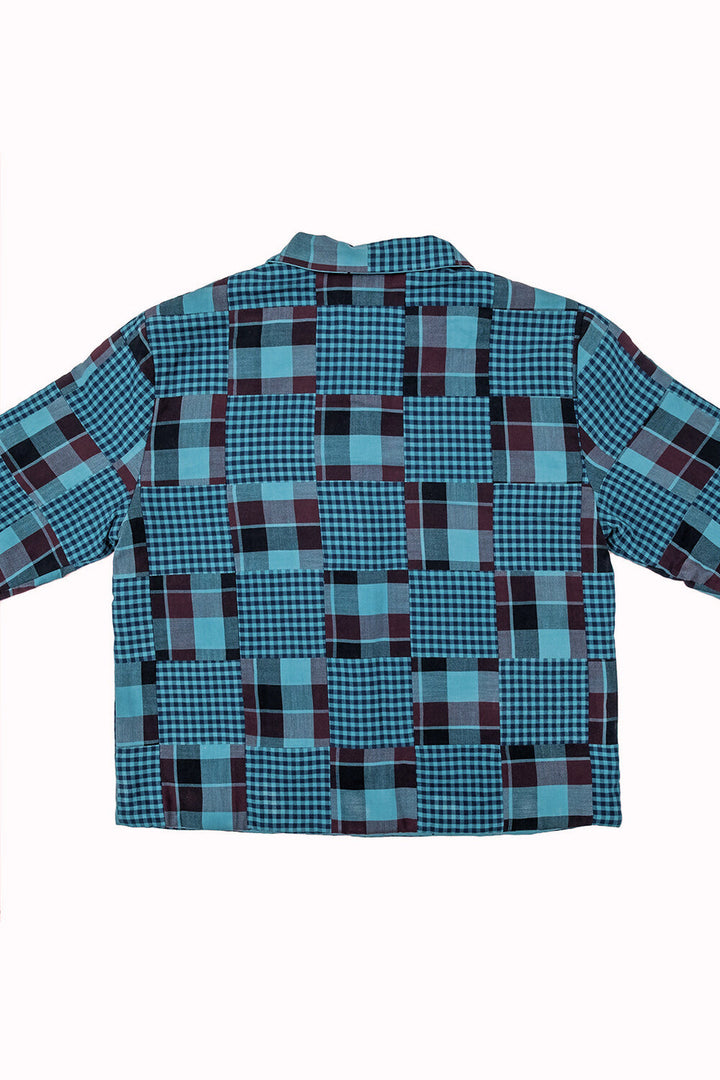 Reversible Kids Worker Jacket - Emerald Patchwork