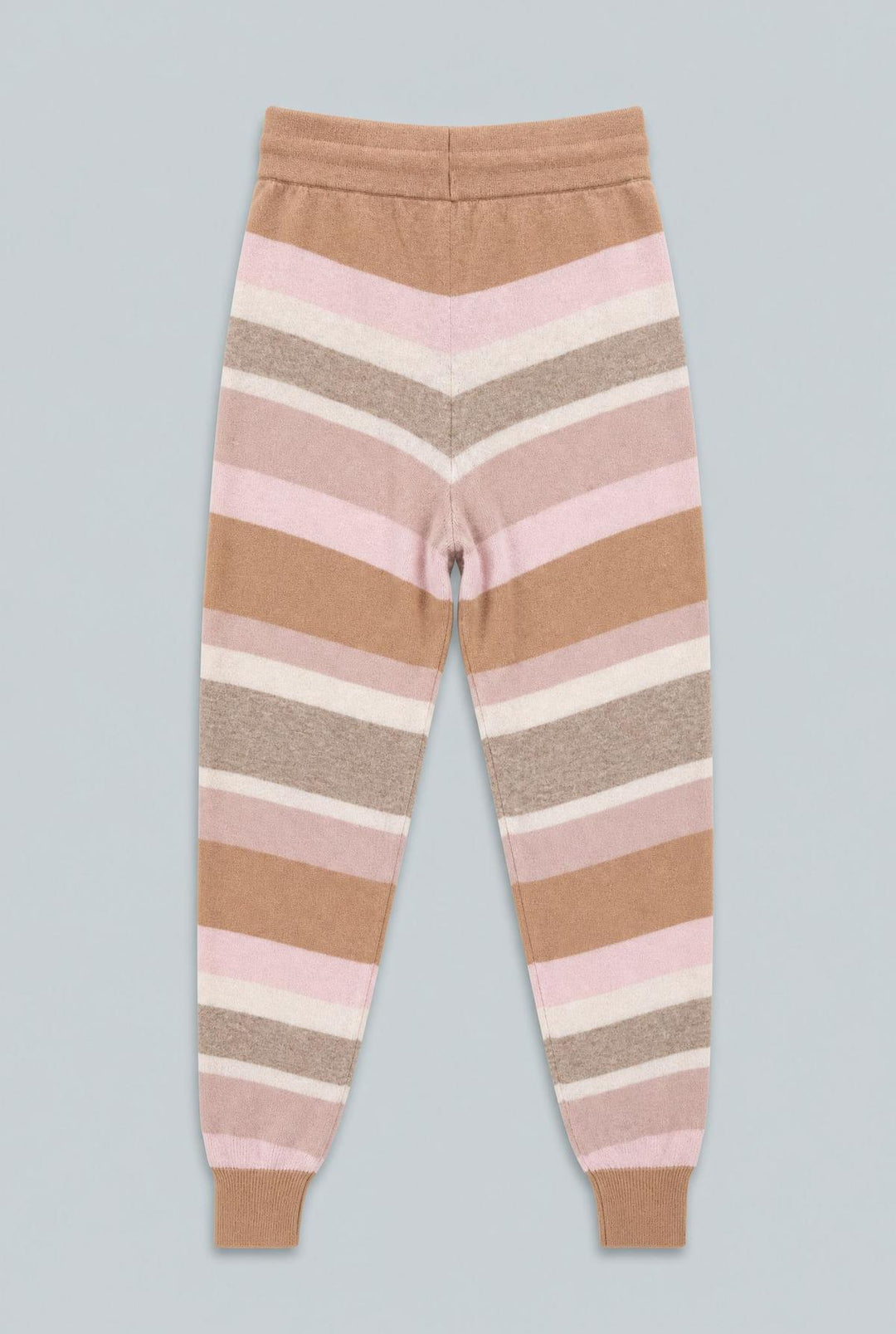 Striped Cashmere Blend Joggers - Camel Combo