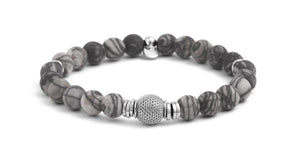 Stonehenge Silver Bracelet In Spiderweb Jasper - Black
