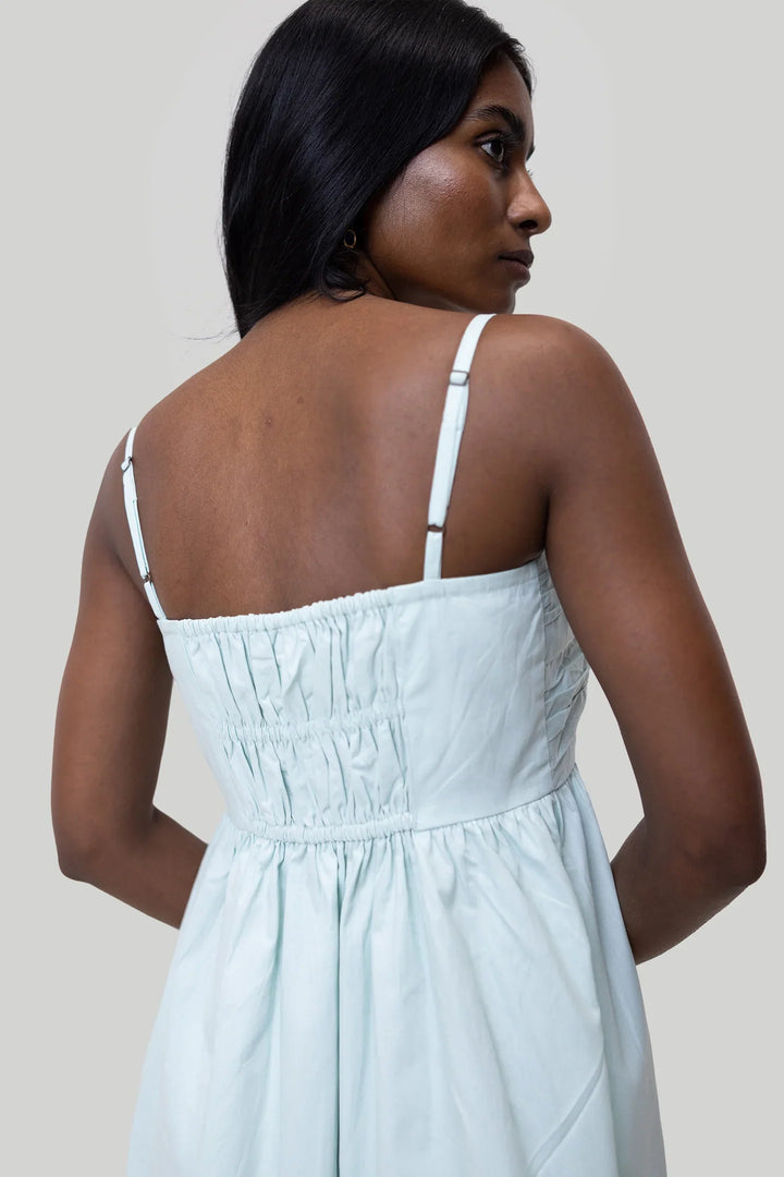 Ruched Strappy Dress - Sage Mint