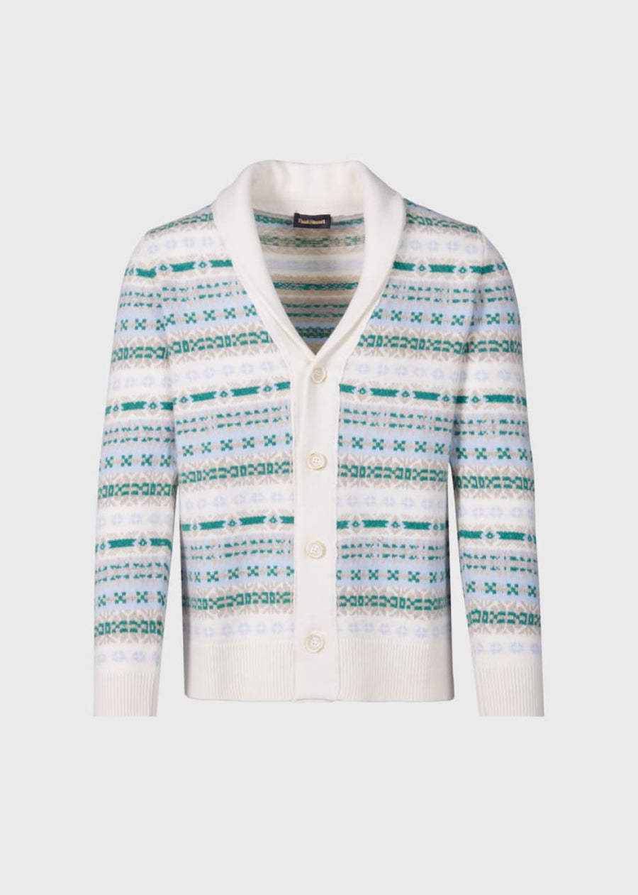 Fair Isle Button Front Cardigan - Arctic - XL (44) - Cardigan