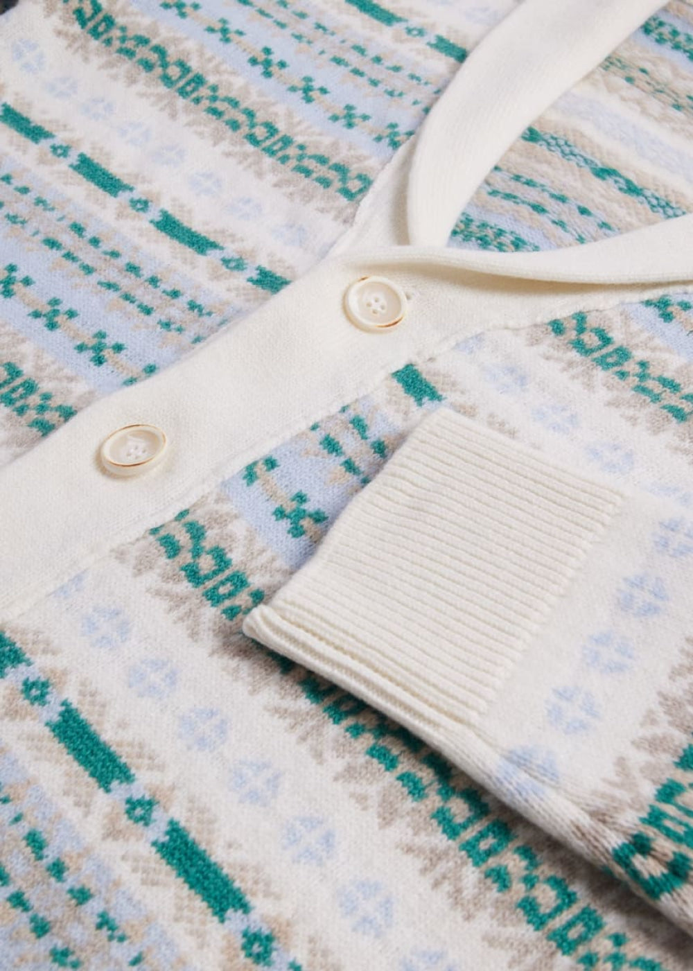 Fair Isle Button Front Cardigan - Arctic - XL (44) - Cardigan