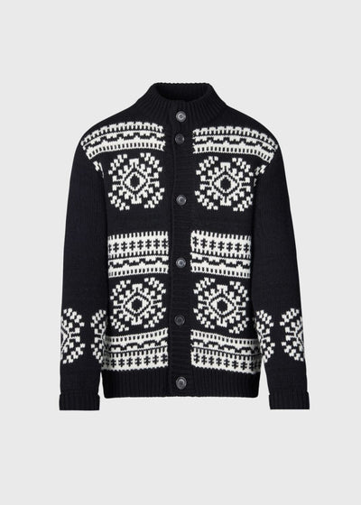 Fair Isle Cardigan - Black - Cardigan
