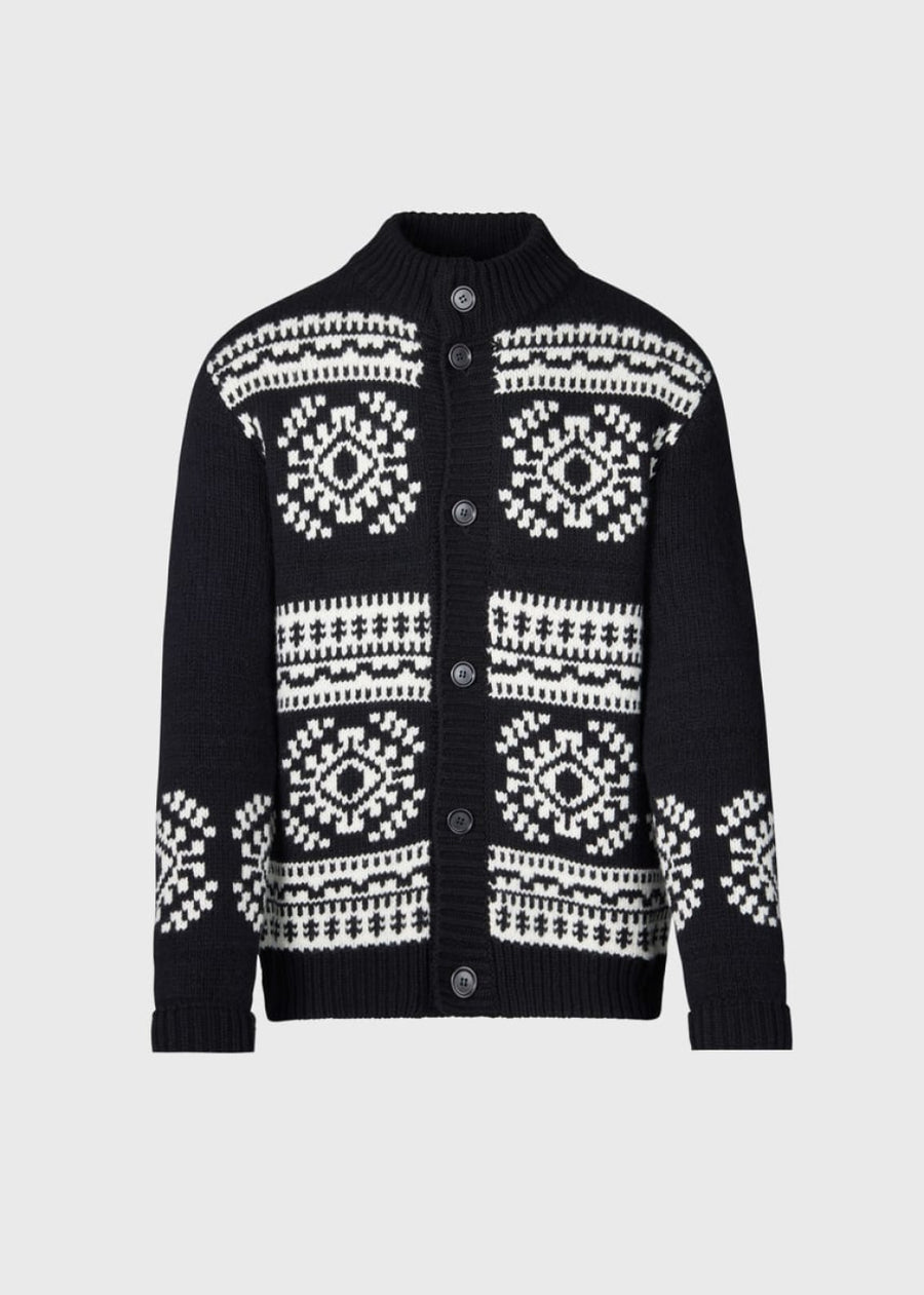 Fair Isle Cardigan - Black - Cardigan