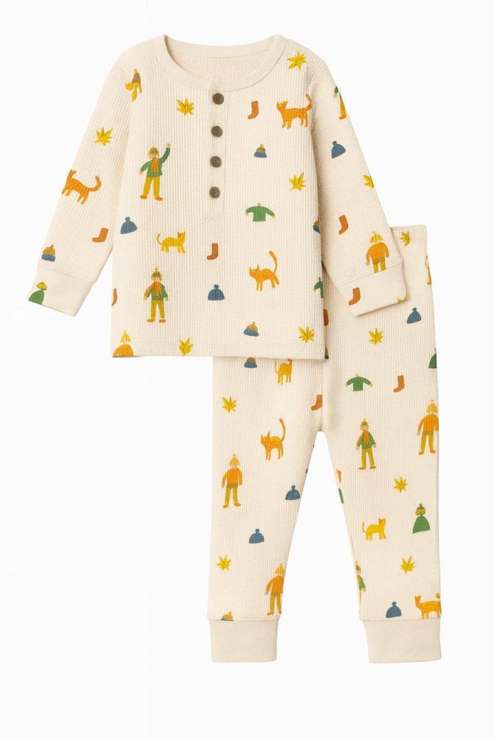 Fall Fun Henley Waffle Pajama Set - Infant - Pajamas