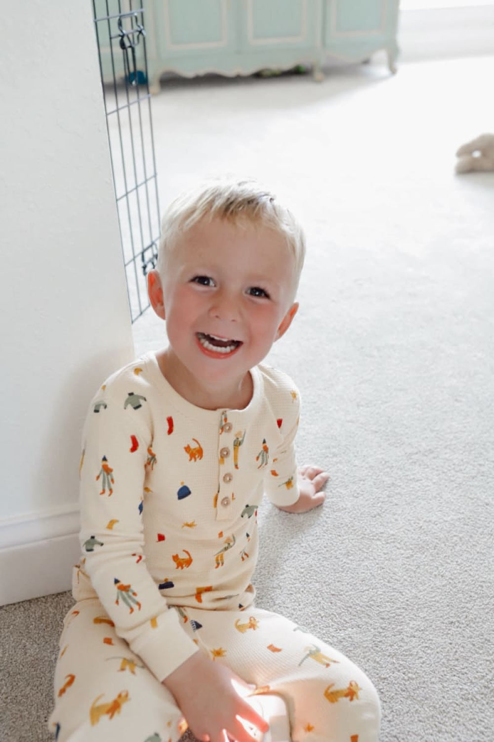 Fall Fun Henley Waffle Pajama Set - Pajamas