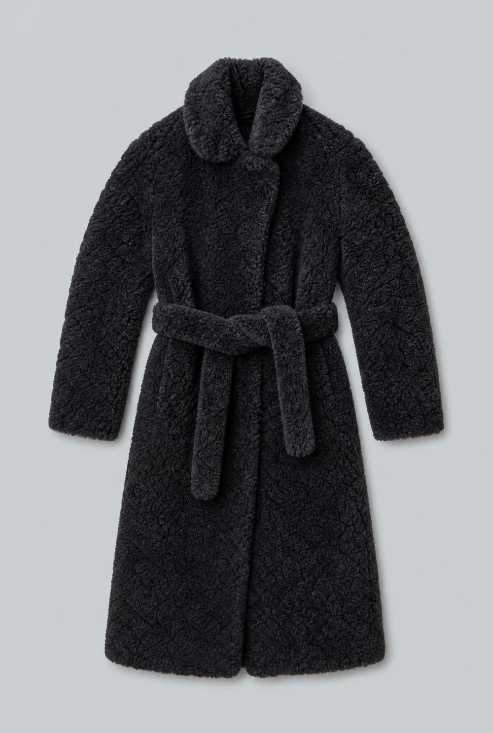 Faux Fur Belted Coat - Black - Coat