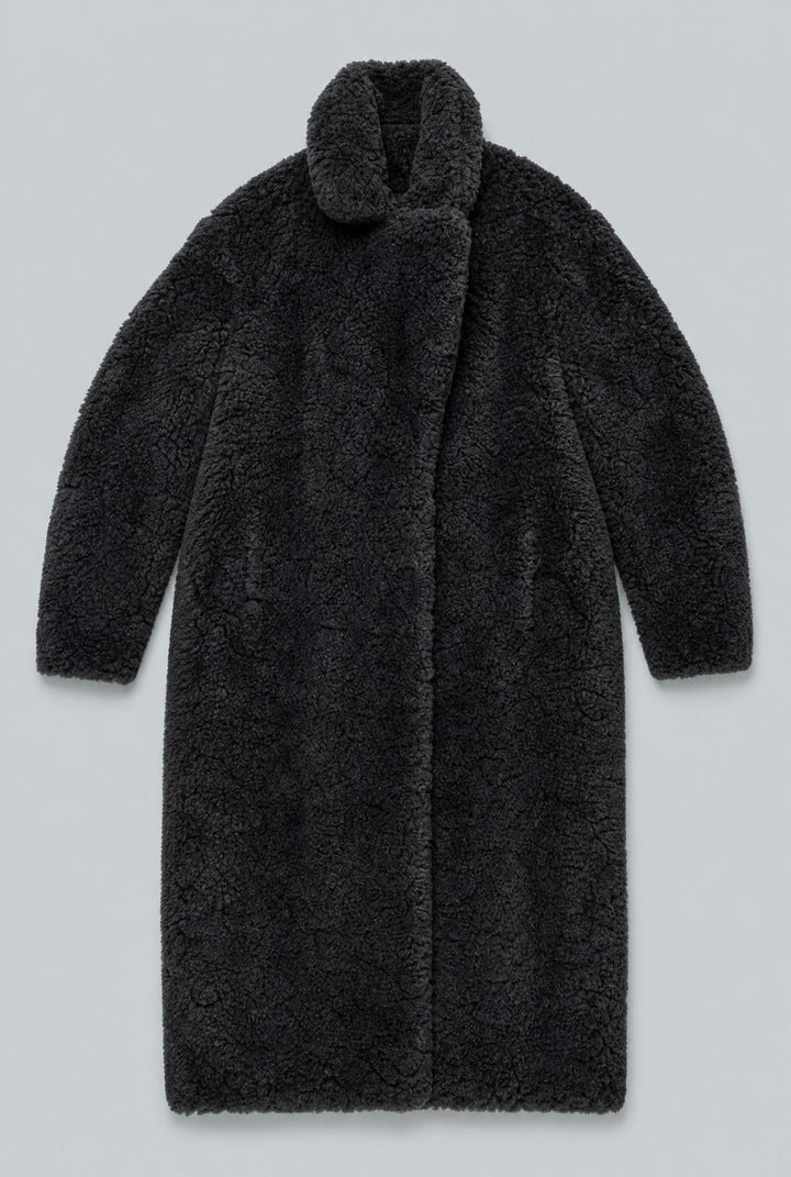 Faux Fur Belted Coat - Black - Coat