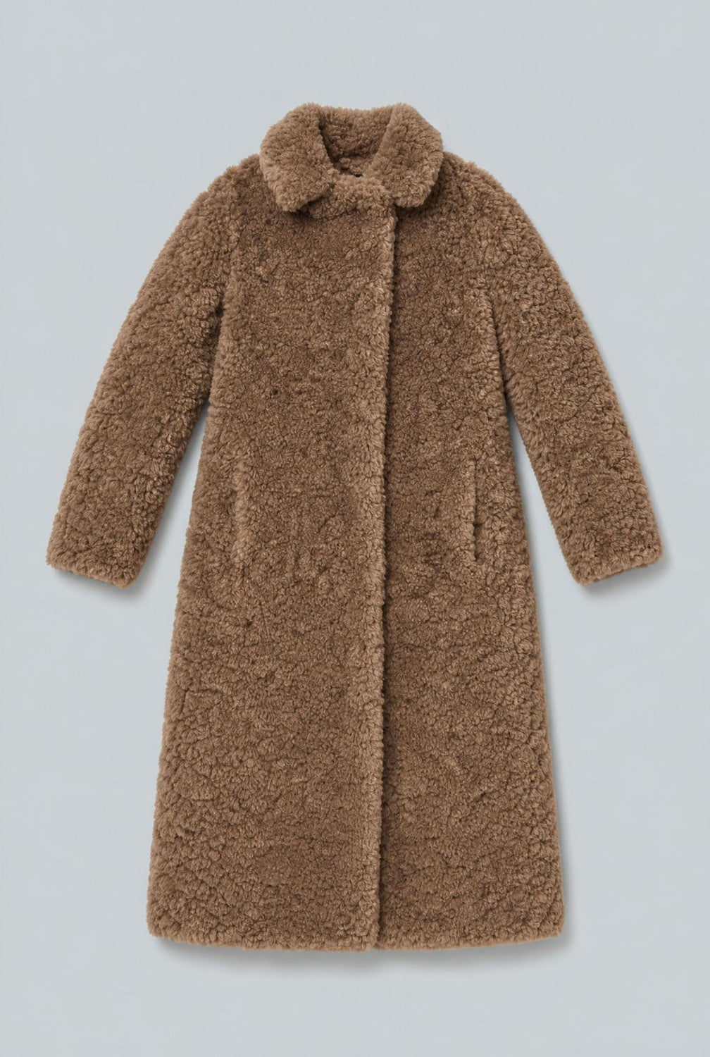 Faux Fur Belted Coat - Brown - Coat