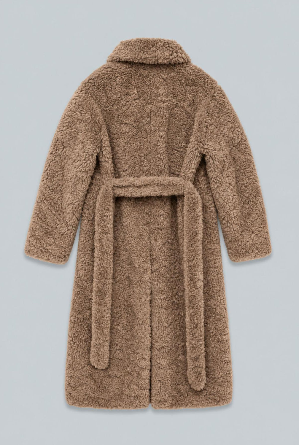 Faux Fur Belted Coat - Brown - Coat