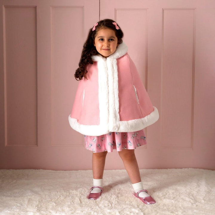 Faux Fur Trim Cape - Pink - 2y - Jacket