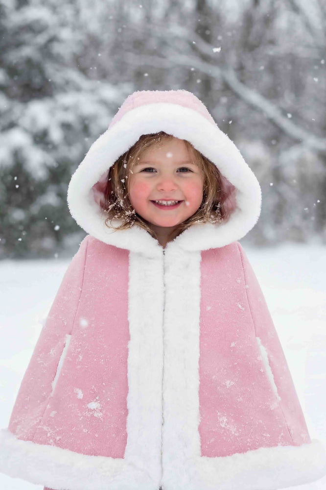 Faux Fur Trim Cape - Pink - 2y - Jacket