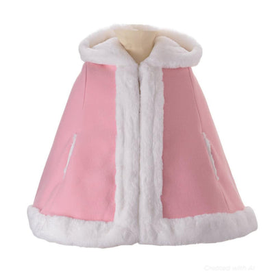 Faux Fur Trim Cape - Pink - 2y - Jacket