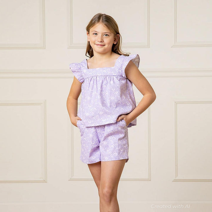 Faux Top Romper - Lavender Fields Floral - Romper