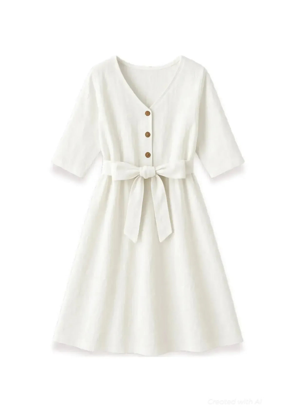 Faye Linen Dress - Cream - Dresses