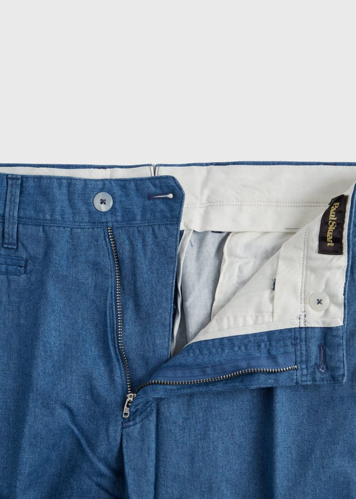 Cotton Plain Front Dress Trouser - Blue