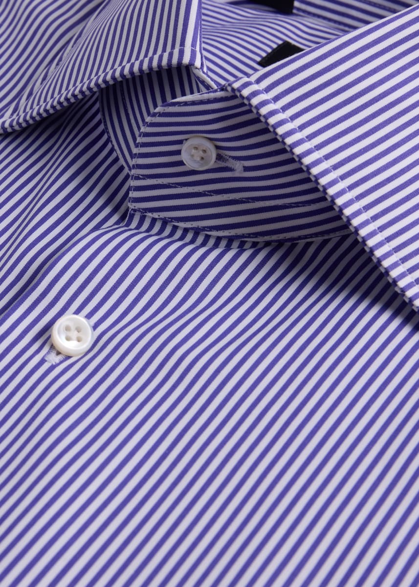 Phineas Cole Stripe Cotton Dress Shirt - Purple/White