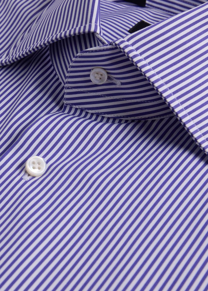Phineas Cole Stripe Cotton Dress Shirt - Purple/White