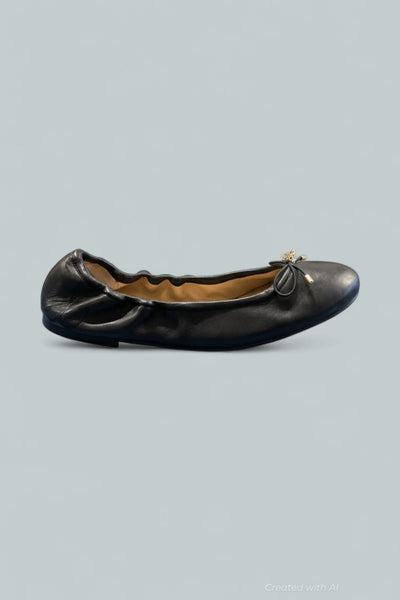 Felicia Ballet Flats - Black Leather - 7 - Flats
